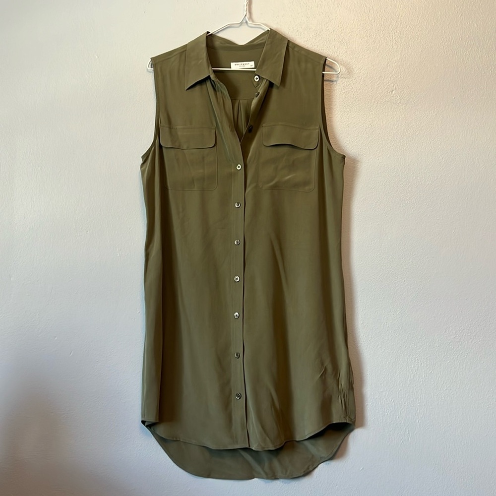 Equipment Olive Sleeveless Dress